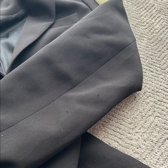 Lauren Vidal Paris Black Gold Metallic Stripe Accent Tailored Blazer Jacket SZ 2 - Picture 13 of 13